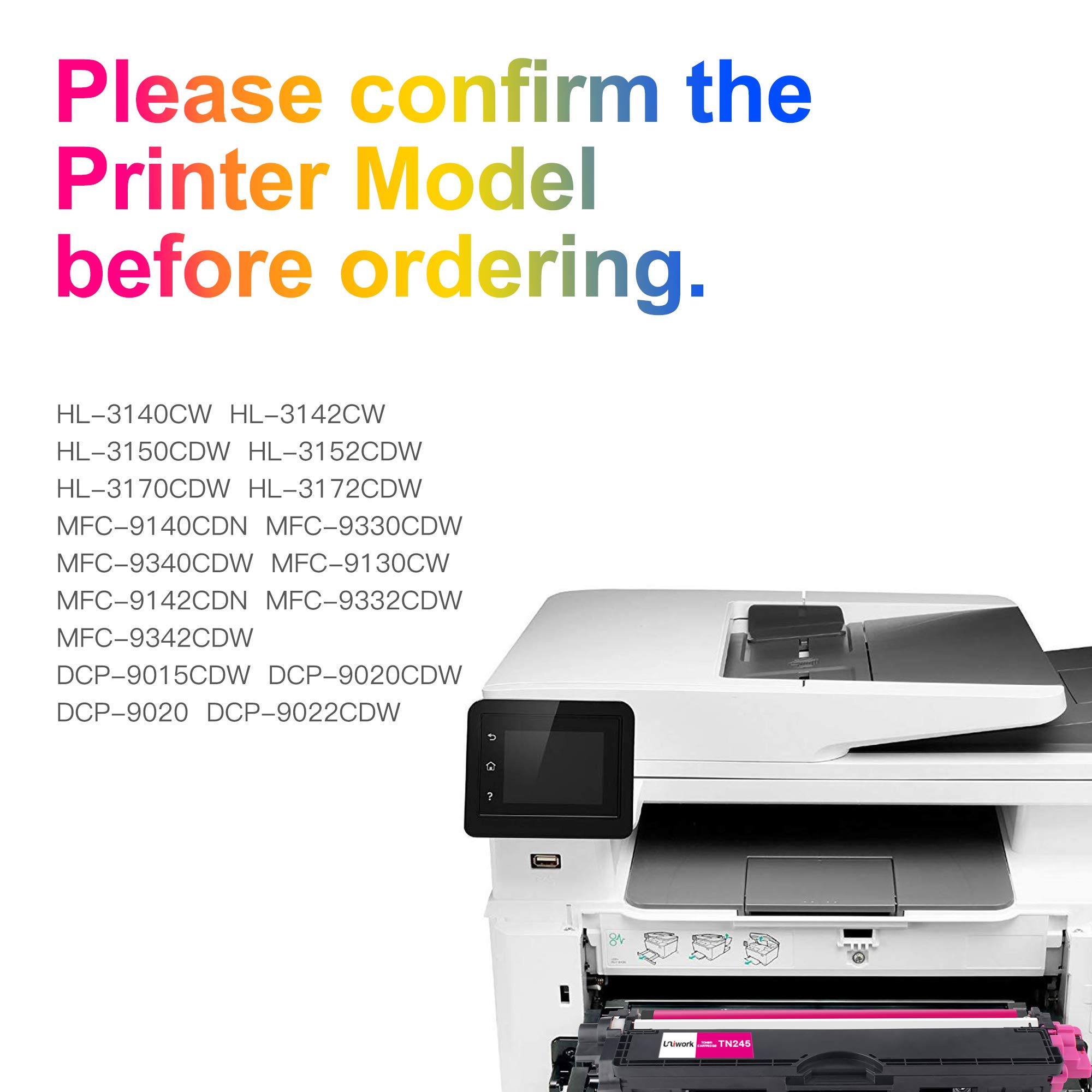 Uniwork TN241 TN245 Toner Compatibile per Brother TN-241 TN-245 Compatibile con Brother HL-3140CW DCP-9020CDW DCP-9015CDW HL-3150CDW HL-3170CDW MFC-9140CDN MFC-9330CDW MFC-9340CDW MFC-9130CW