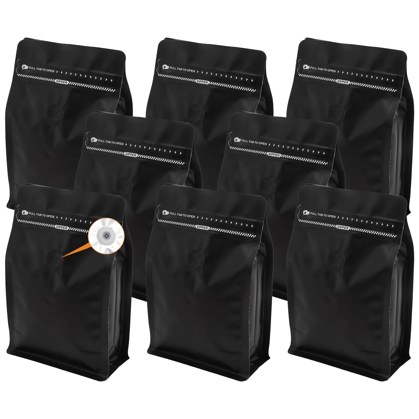 ZOOFOX 50 Pack Coffee Bags with Valve, 8 oz Matte Black Stand Up Coffee Beans Storage Bag, Heat Sealable Foil Pouch Bags for Packaging, Home or Store
