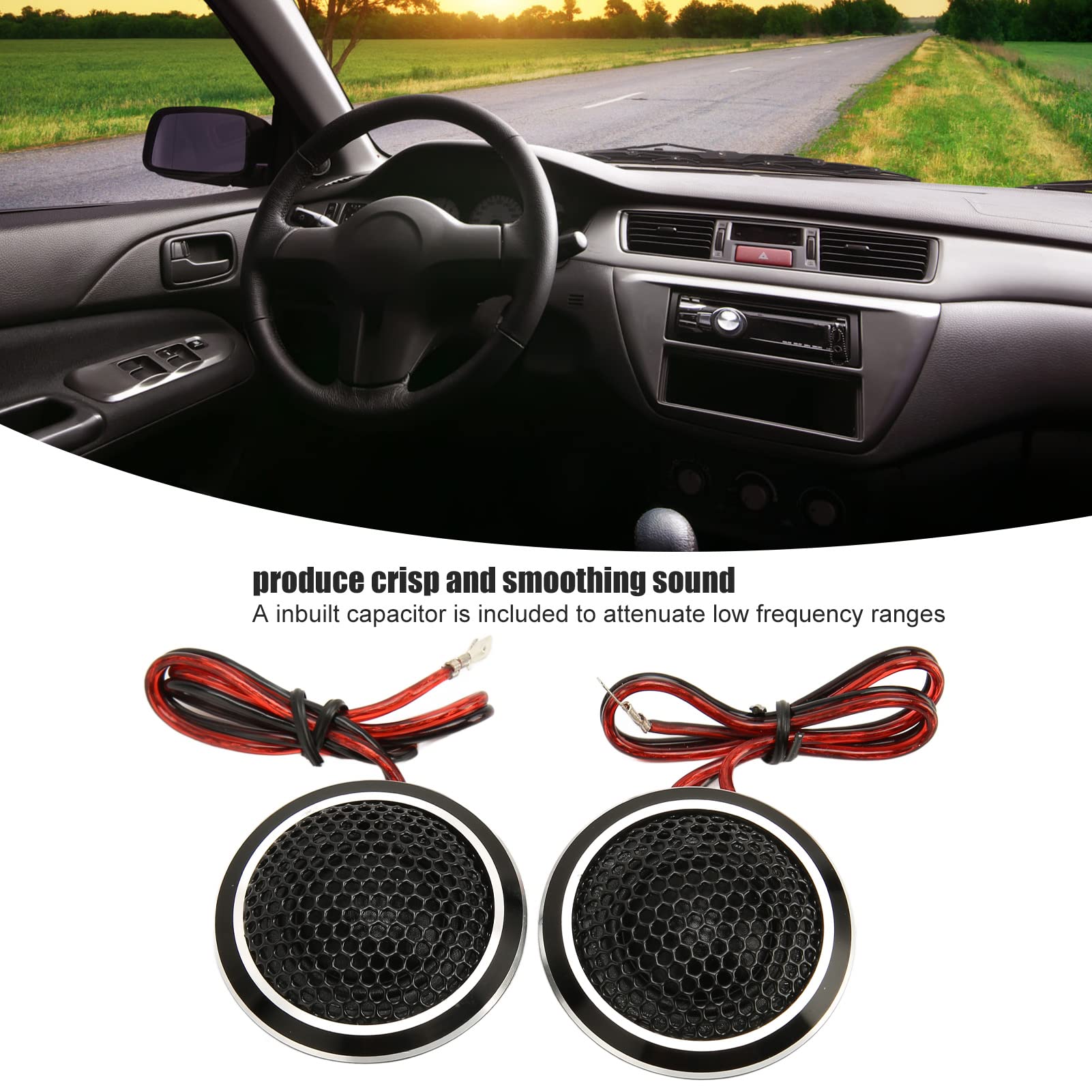 Par de Tweeters depara Automóvil de 320 W, Muy Ruidosos y Nítidos, Altavoz de Tweeters de Cúpula de 25 Mm y 150 W para Todos los Sistemas de Sonido del Automóvil, Amplio Rango de