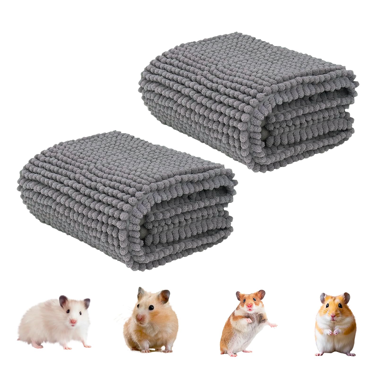 Guinea Pig Cage Liner: 2 Pièces 60x40cm Tapis de Cage pour Cochon d'Inde Imperméable Lavable Réutilisable Absorbant Antidérapant Convient aux Cochons d'Inde, Lapins, Hamsters Gris