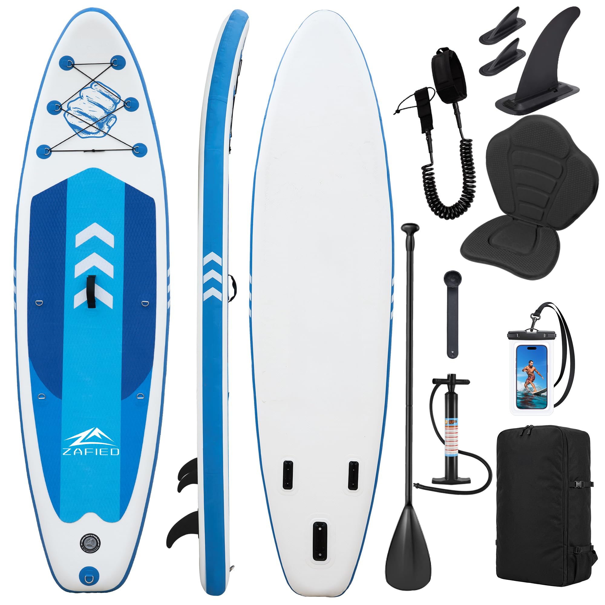 Stand Up Paddling Board, Aufblasbares SUP Board 320×82×15cm Breites Stabiles Design Paddle Board bis 200KG mit Komplettes Zubehör für Erwachsene & Einsteiger