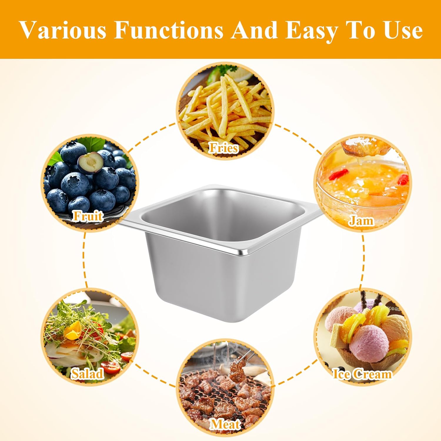 6 PCS Stainless Steel Hotel Pan 1/6 Size 4" Deep Stainless Steel Steam Pan Commercial Food Pans 1/6 Size Steam Table Pans StainlessSteel Rectangle Panss for Hotel, Restaurant, Buffet, Home - Image 6