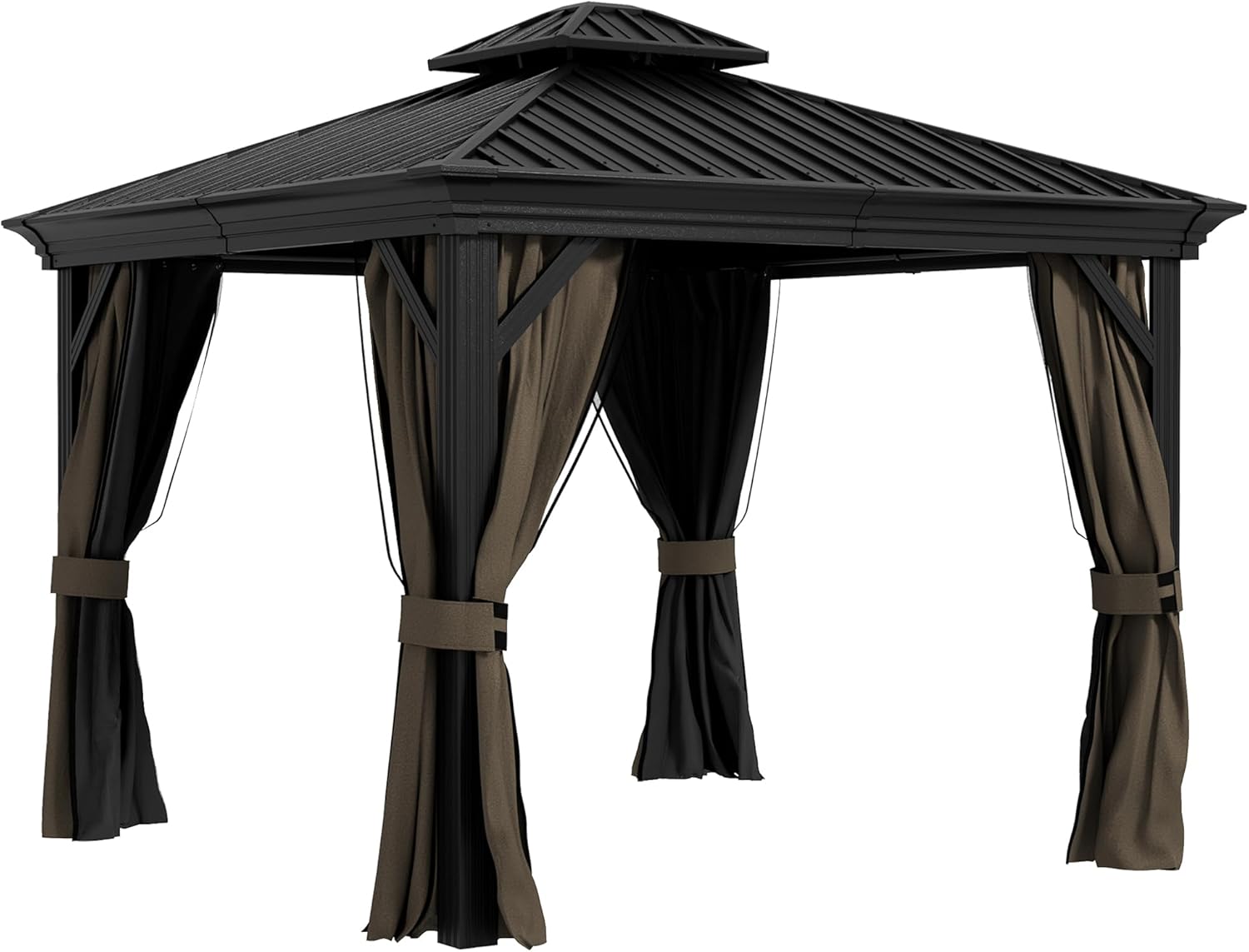 Outsunny 10x10 Hardtop Gazebo with curtains and netting