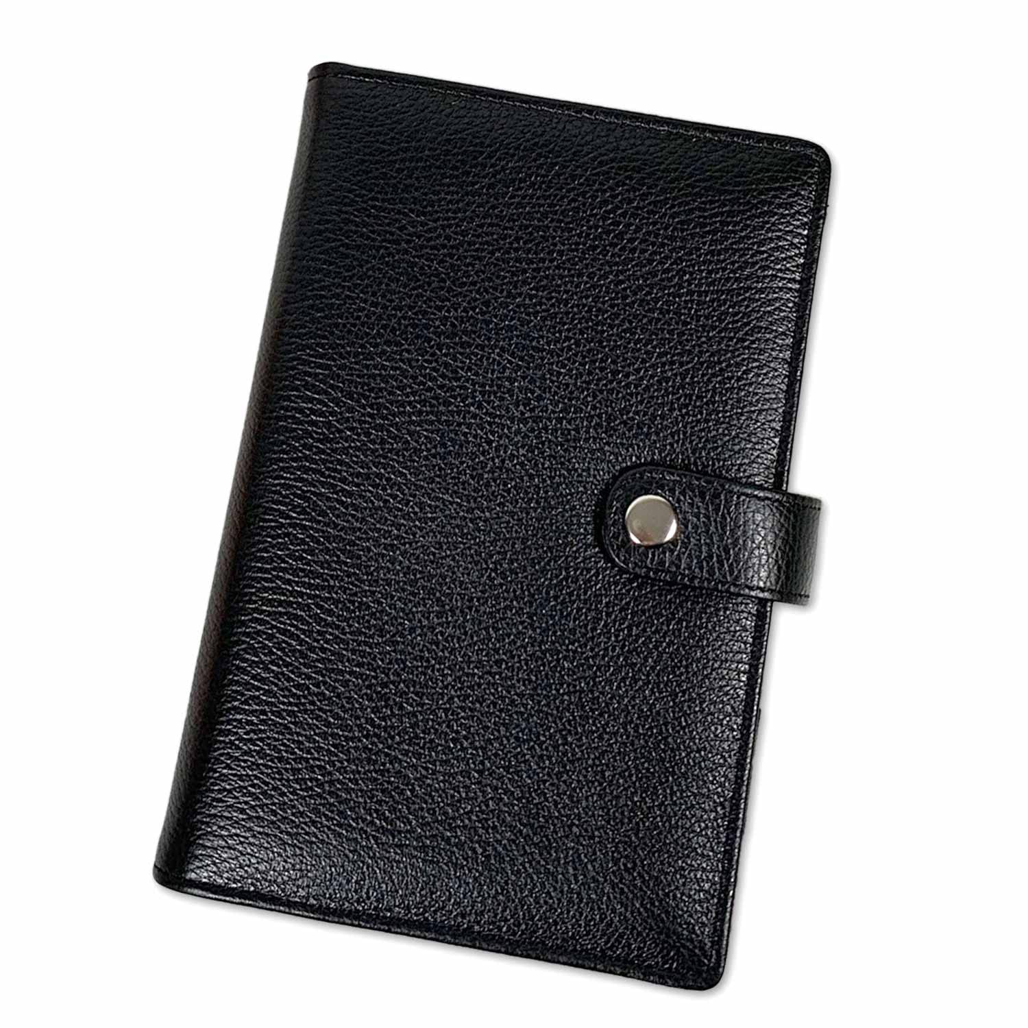 SinnWunder® Premium Ringplaner-Mappe mit 6 Ringen - nachfüllbar - aus geschmeidigem, italienischem Leder - Größe Personal - Farbe Schwarz