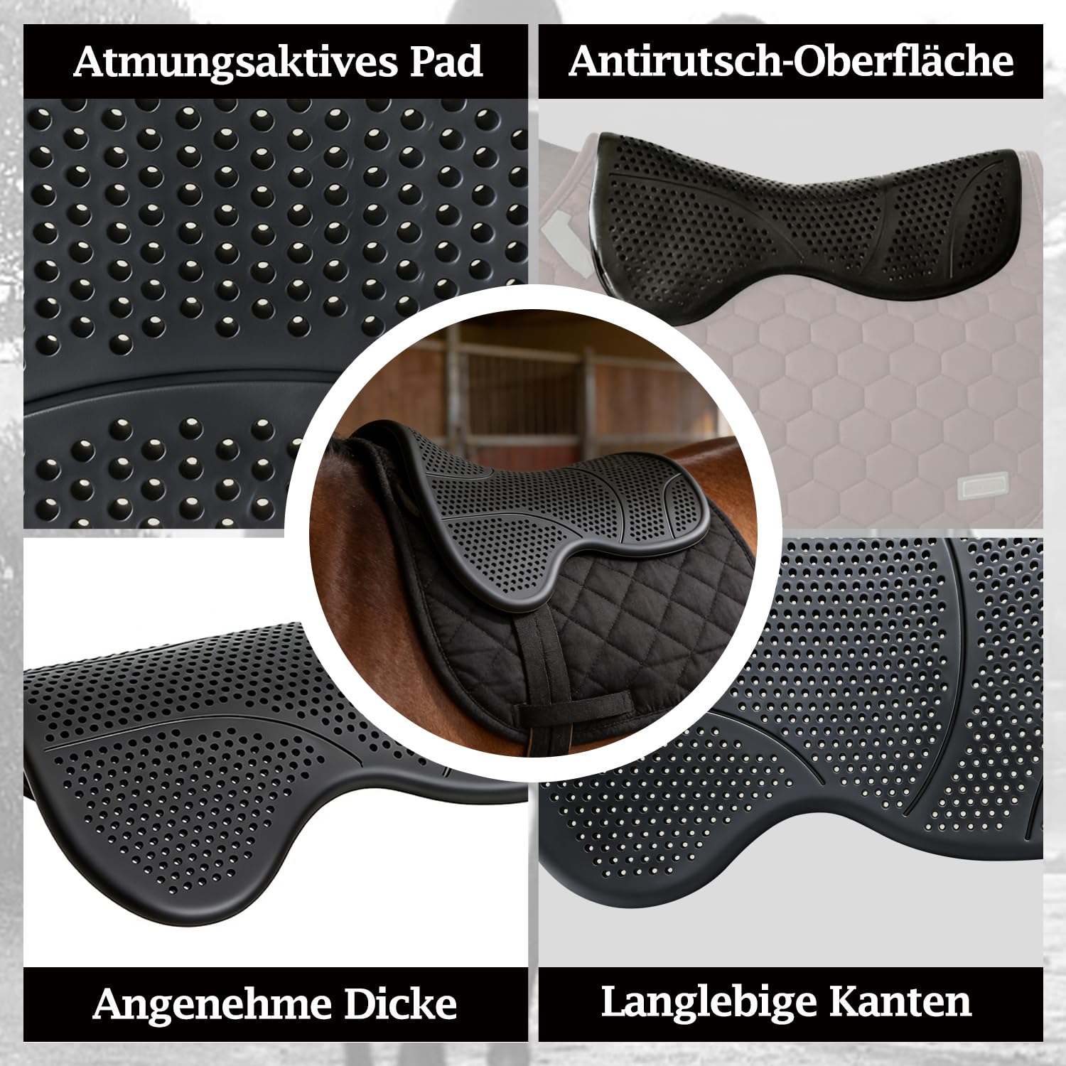 THREE ARCHERS Tapis de selle en gel pour chevaux - Antidérapant - Absorbe les chocs et protège les muscles trapézoïdaux