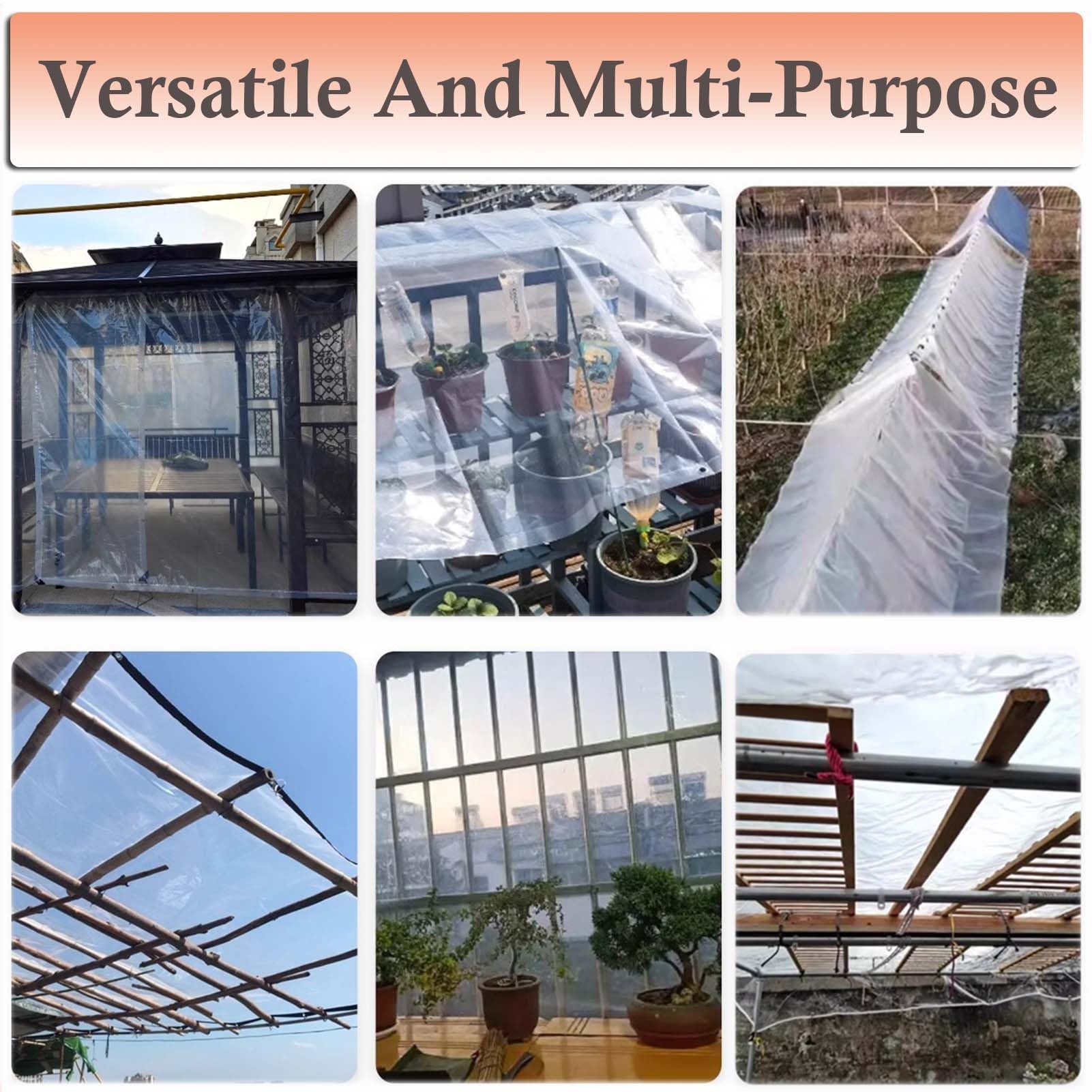 SRHIMEOS Lona con Ojales Exterior 2x6m, Lona De Protección Transparente Impermeable, Lonas para Piscinas con Ojales, Resistente a Los Rayos UV, Cubierta Multiusos