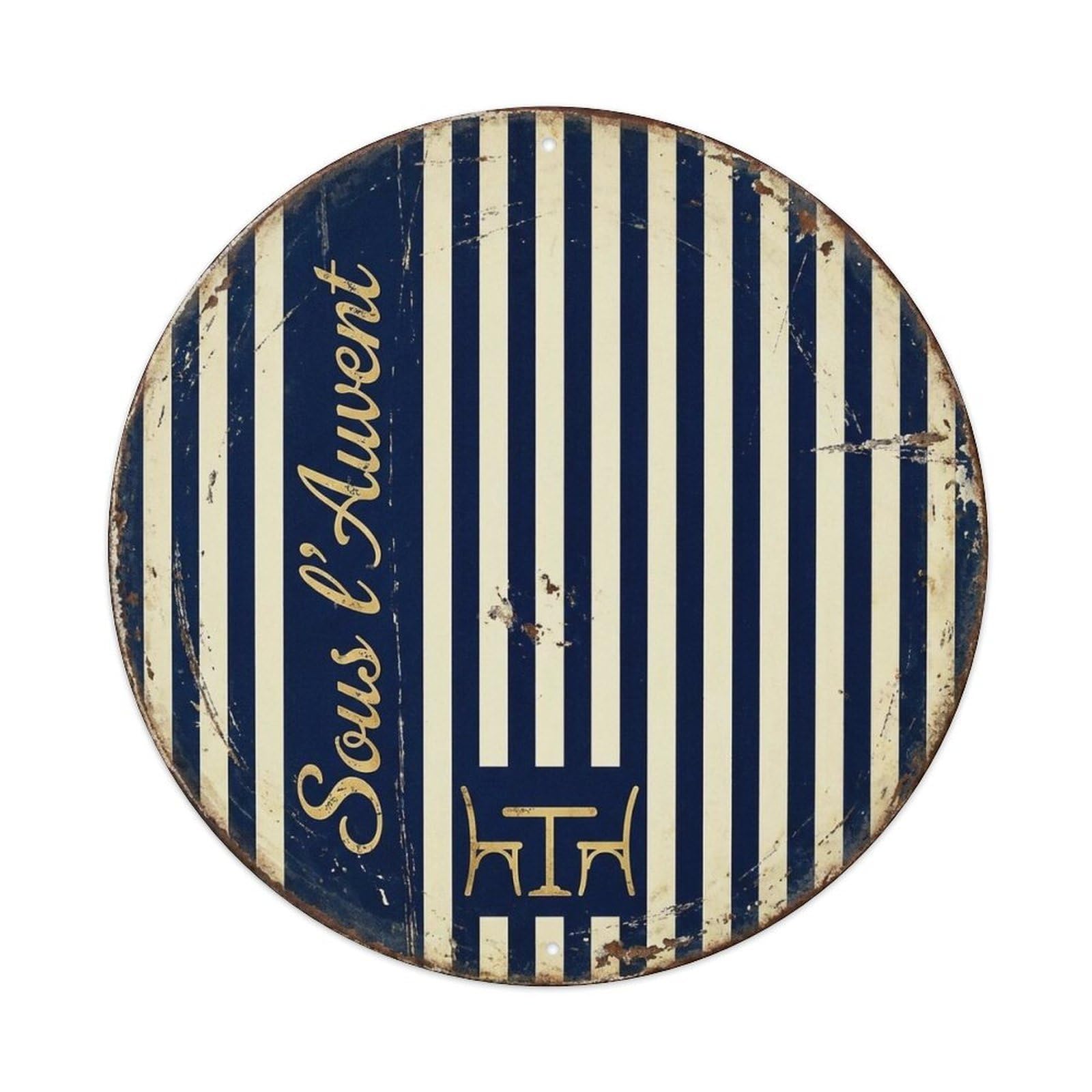 Striped Cappuccino Awning Coffeehouse Classic Cafe Metal Tin Sign Plaque Wall Decor for Cafe, Man Cave, Club Bar, Office, Home Garden Round Metal Poster 8x8Inch