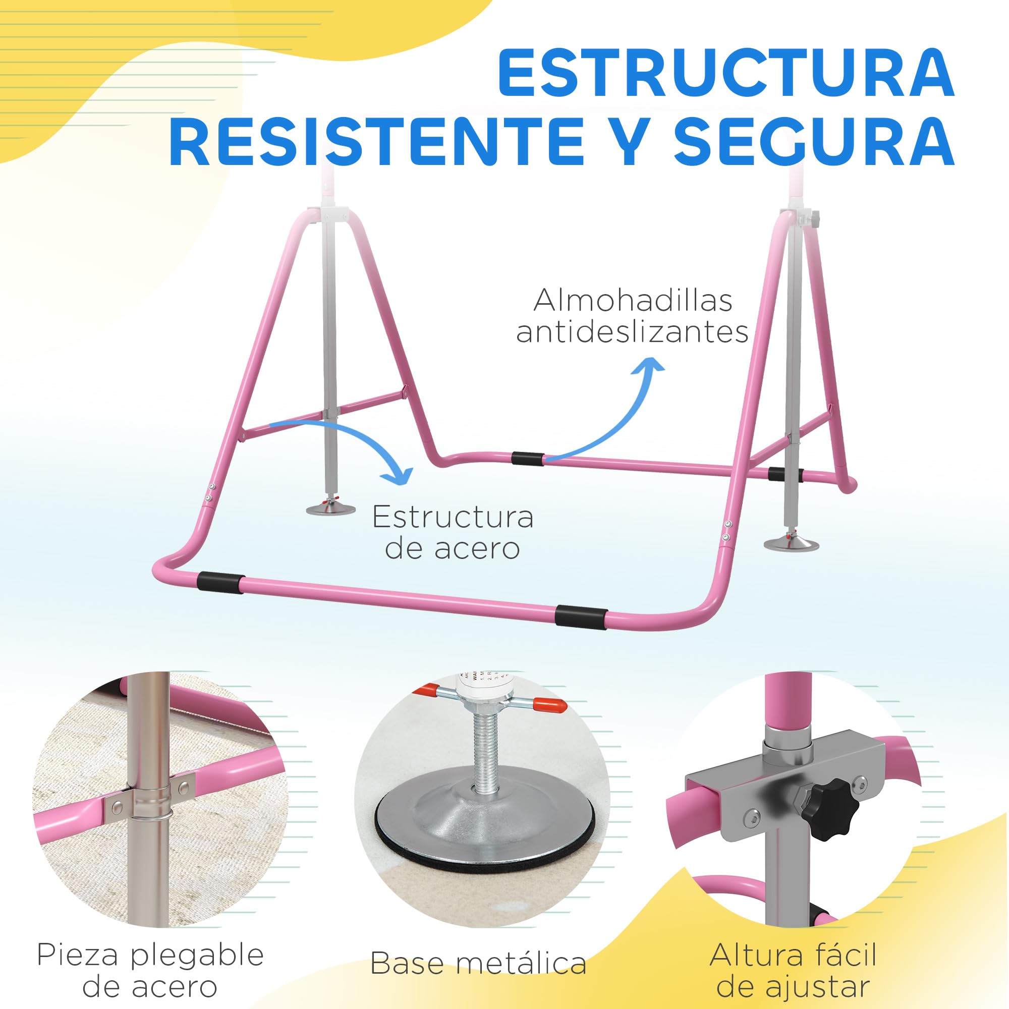HOMCOM Barra de Gimnasia Artística Plegable, Altura Ajustable para Entrenamiento en Casa