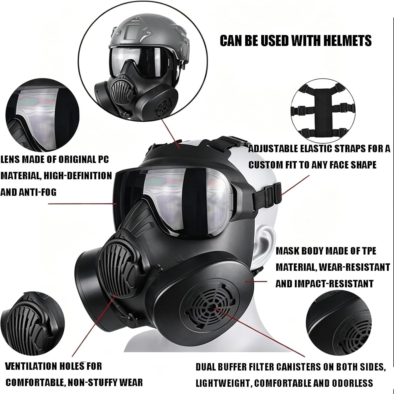 Airsoft Full Face Protective Eye Protection Goggles Dummy Mask Non-Functional for Movie Props Cosplay CS Sport Game