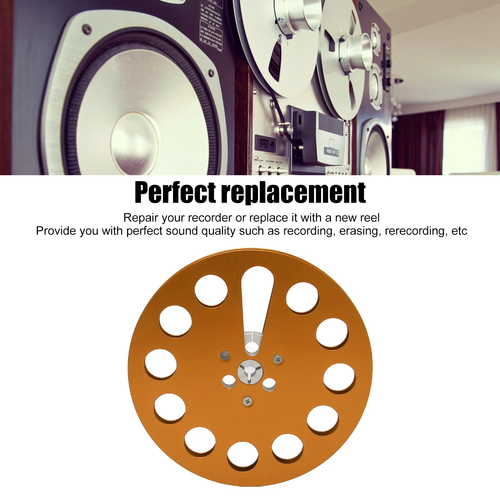 7 Inch Pickup Reel, Universal 11 Holes Wind Resistance, Empty Tape Reel for Recording, Erasing, Re-Recording, High Performance, Alloy