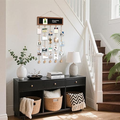 Miniatura 8 de QUEENLINK Marcos de fotos para decoración de pared, pizarra colgante con 30 clips, organizador de fotos múltiple familiar