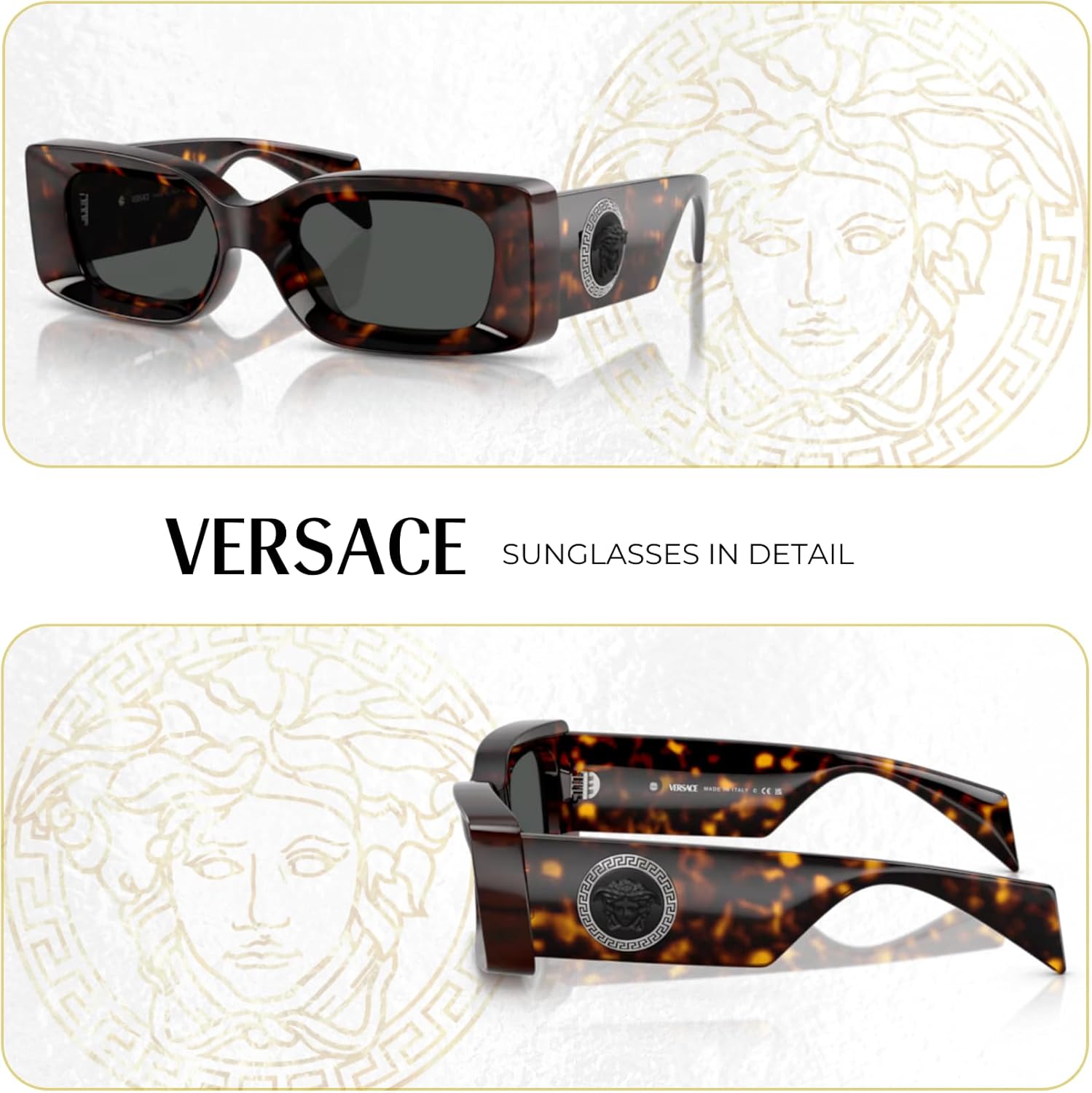 Versace VE4474U Rectangular Sunglasses for Men for Women +BUNDLE with ACCESSORY EYEWEAR KIT - Image 5