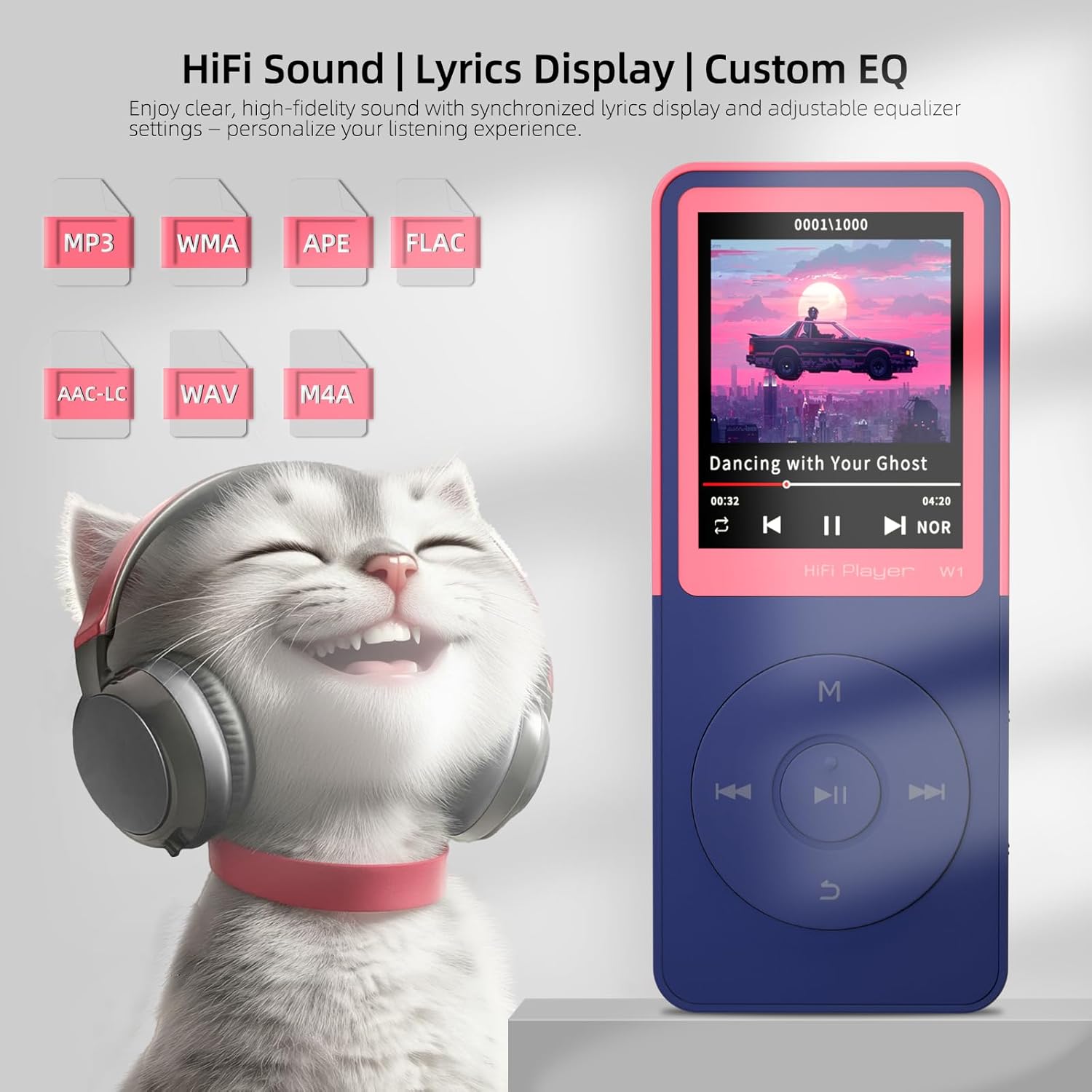 MP3 Player with Bluetooth,Portable Music Player,Bluetooth MP3 Music Player with FM Radio,Recorder,E-Book,HiFi Sound,Two-Tone,SD Card Slot – Red 32GB