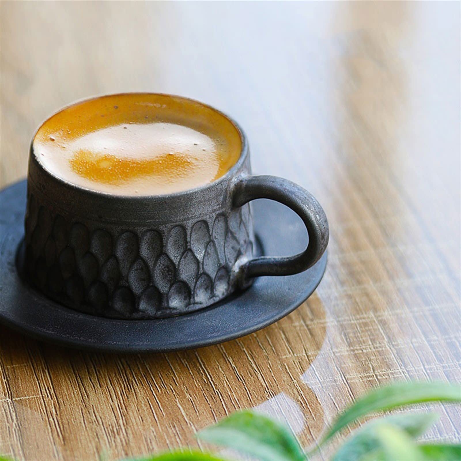 Ceramiczny kubek do kawy w stylu Vintage zestaw filiżanek i spodków do kawy ręcznie robiona szorstka ceramika kubek na wodę prosty ekspres do kawy kubek zestaw kubków do kawy