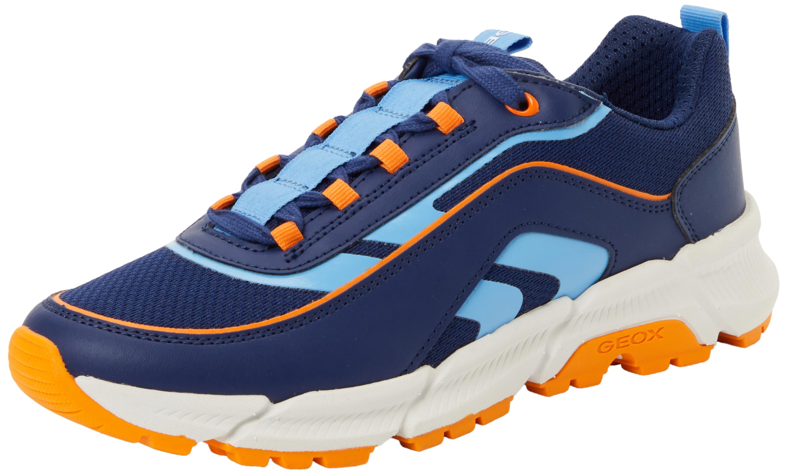Geox J FLEXYPER Plus Boy Trainers, Navy/LT Blue, 34 EU