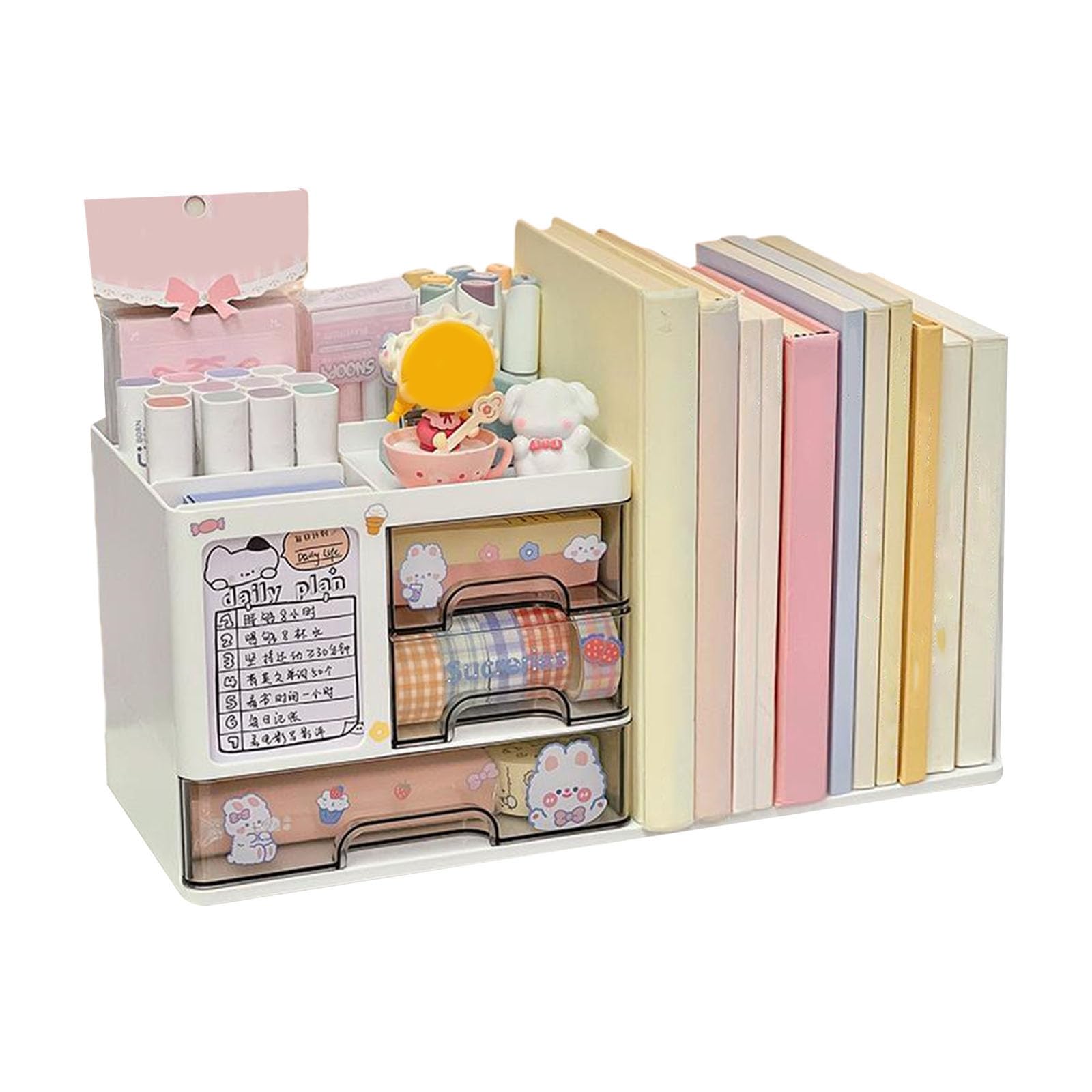 Bookstand and Stationery Organizers for Desktop Workspaces Compacts Design with Multifunction Storage Sections Book Shelf Planner