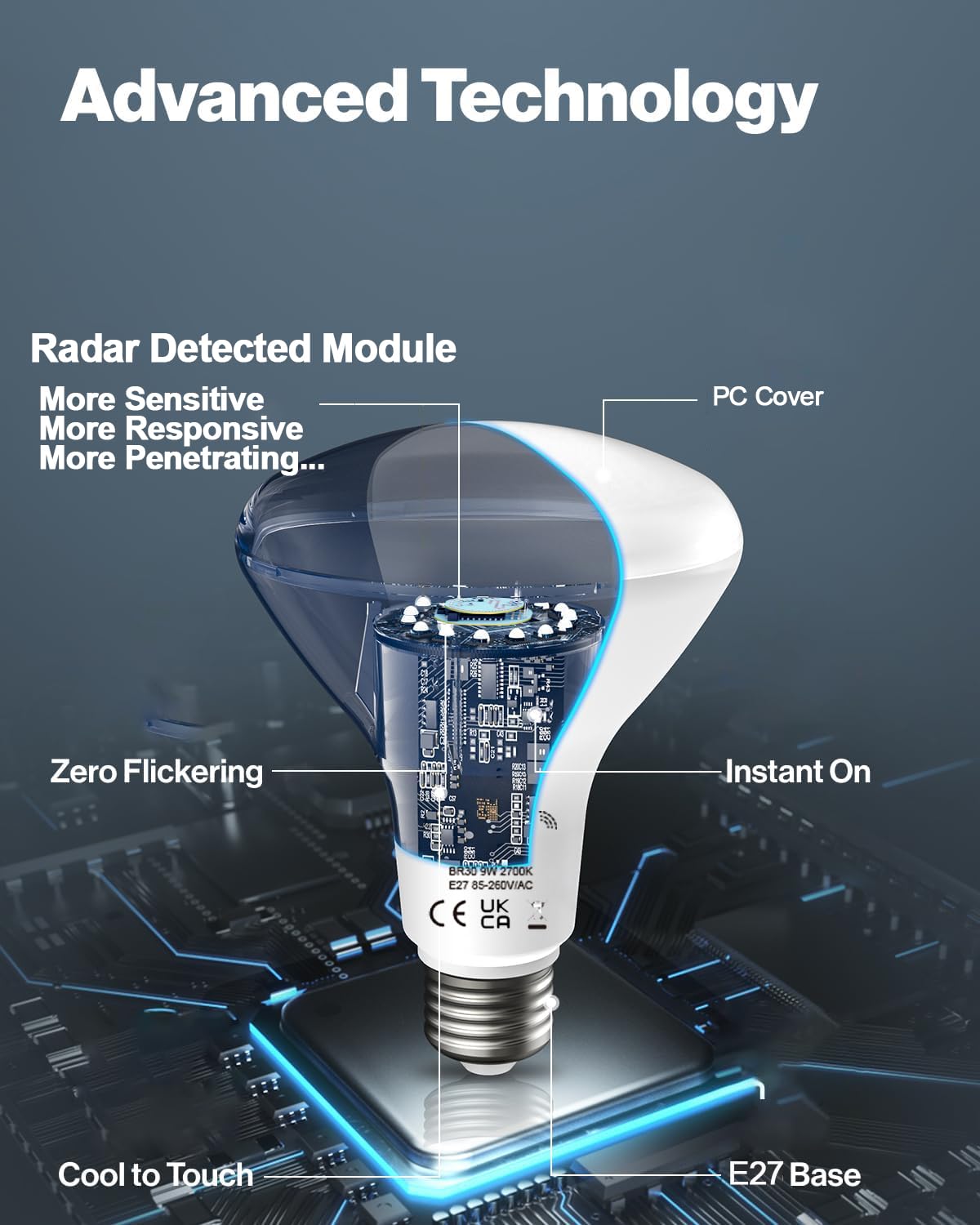 Lampadina a LED con sensore di movimento, luce bianca calda E27 9W Sensore di scarsa crepuscolare Bianco caldo 2700K Auto On/Off lampadine per Veranda Giardino Porta d'ingresso Corridoio, 2 Pezzis