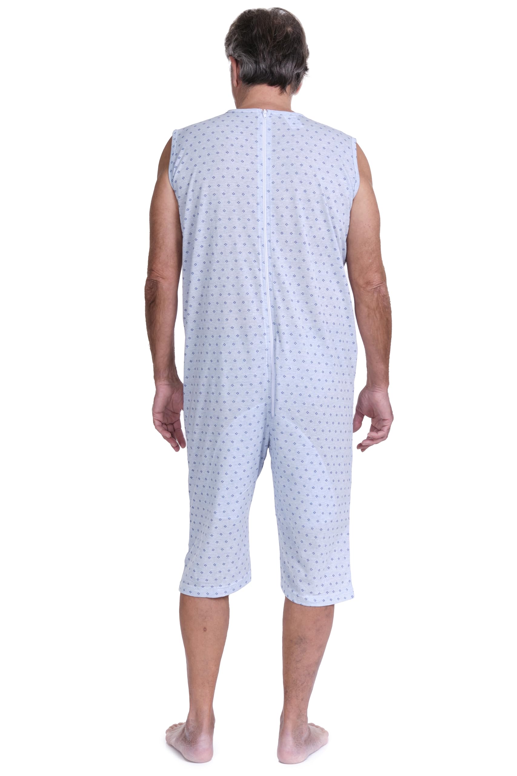 FERRUCCI COMFORT Pyjama sanitaire tuton sans manches d'été avec pantalon court – 9008/7 – Convient aux personnes âgées – Fabriqué en Italie