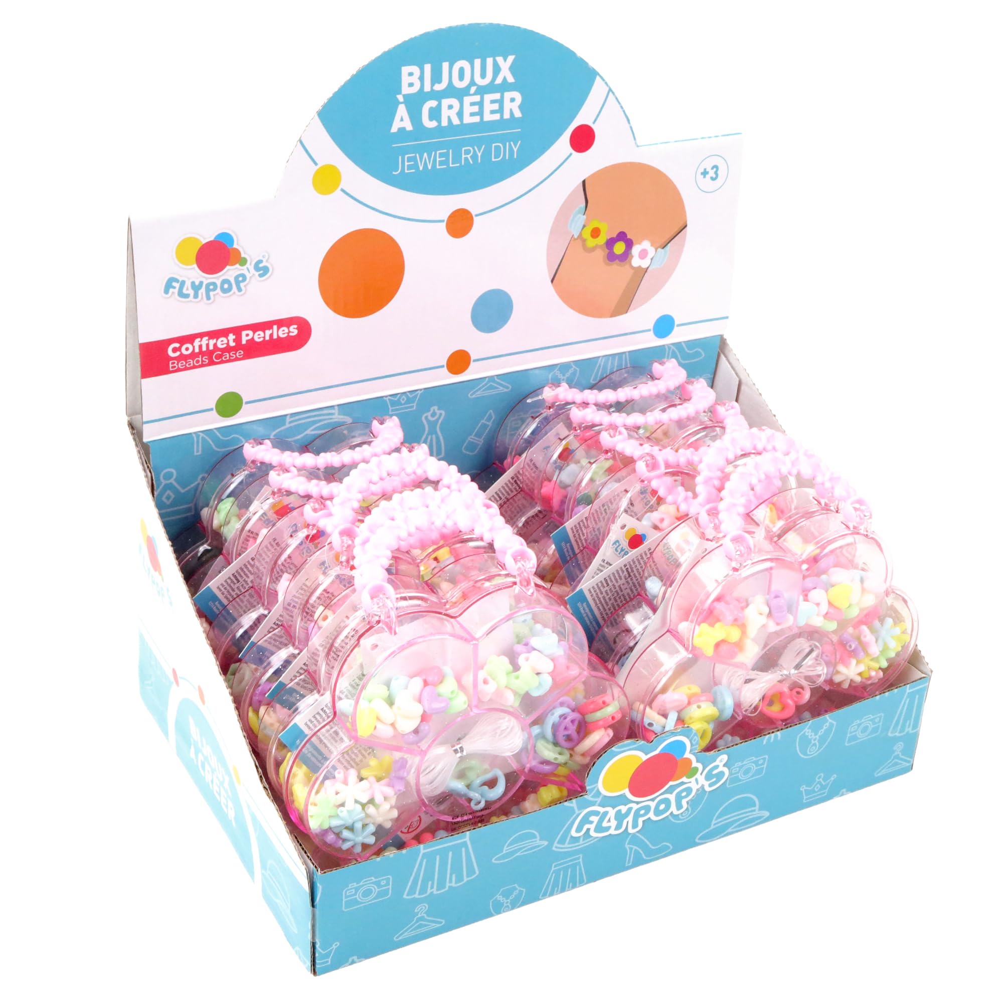 FLYPOP'S - Confezione da 12 scatole di perline - Hobby creativo - 010993PA - Multicolore - Plastica - Gioielli - Attività manuali - Set - Multicolore - Bambini - A partire dai 3 anni