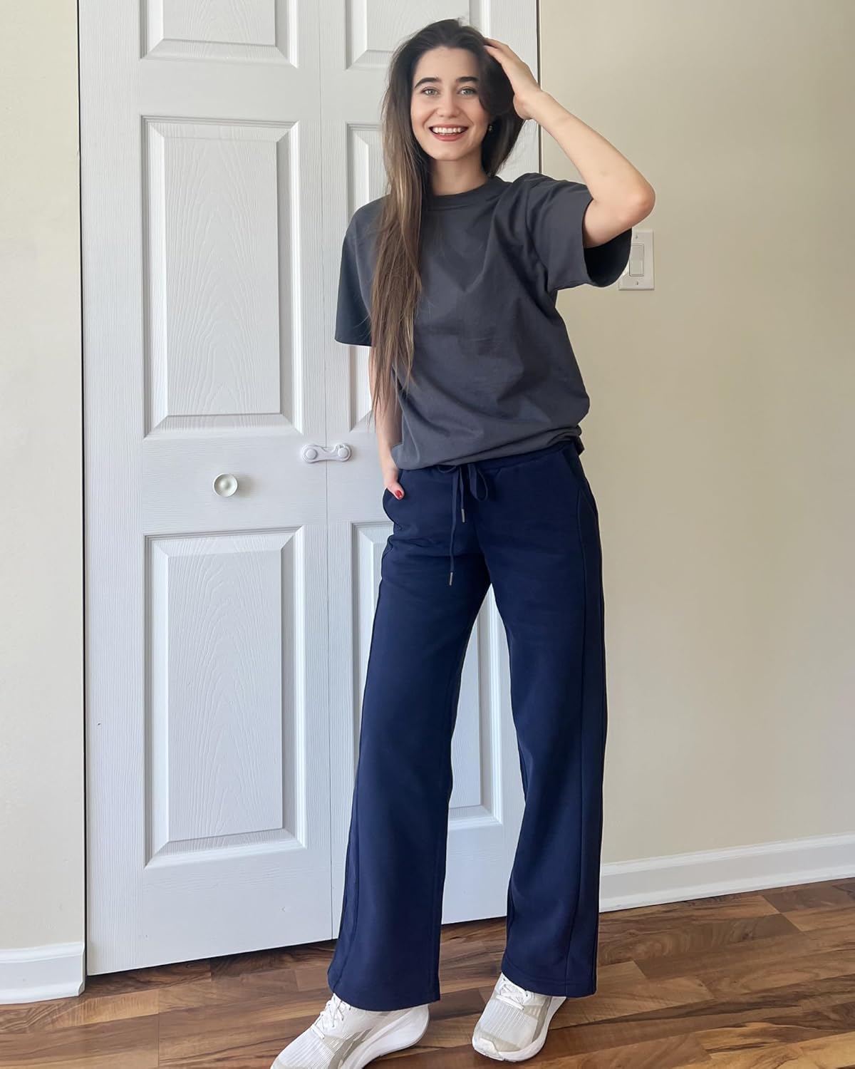 Stelle Womens Sweatpants Elastic Waist Drawstring Lined Straight Leg Pants Lounge Baggy Fleece Joggers with Pockets - Image 2