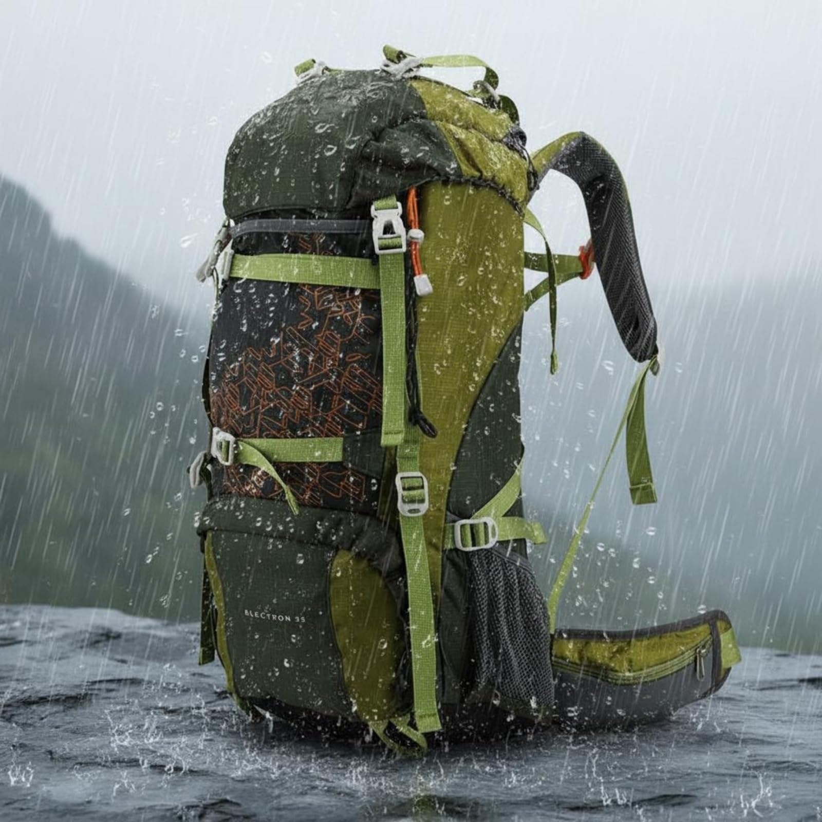 Baoblaze Mochila de Senderismo Mochila de Camping Mochila Impermeable Mochila de Trekking con Nylon y Silbato de Emergencia Tirantes Acolchados y, Verde, Verde Militar