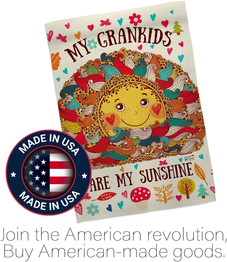 H137148-BO Grandkids are My Sunshine Special Occasion Family Decorative Vertical, House Flag 28"x 40", Multi-Color