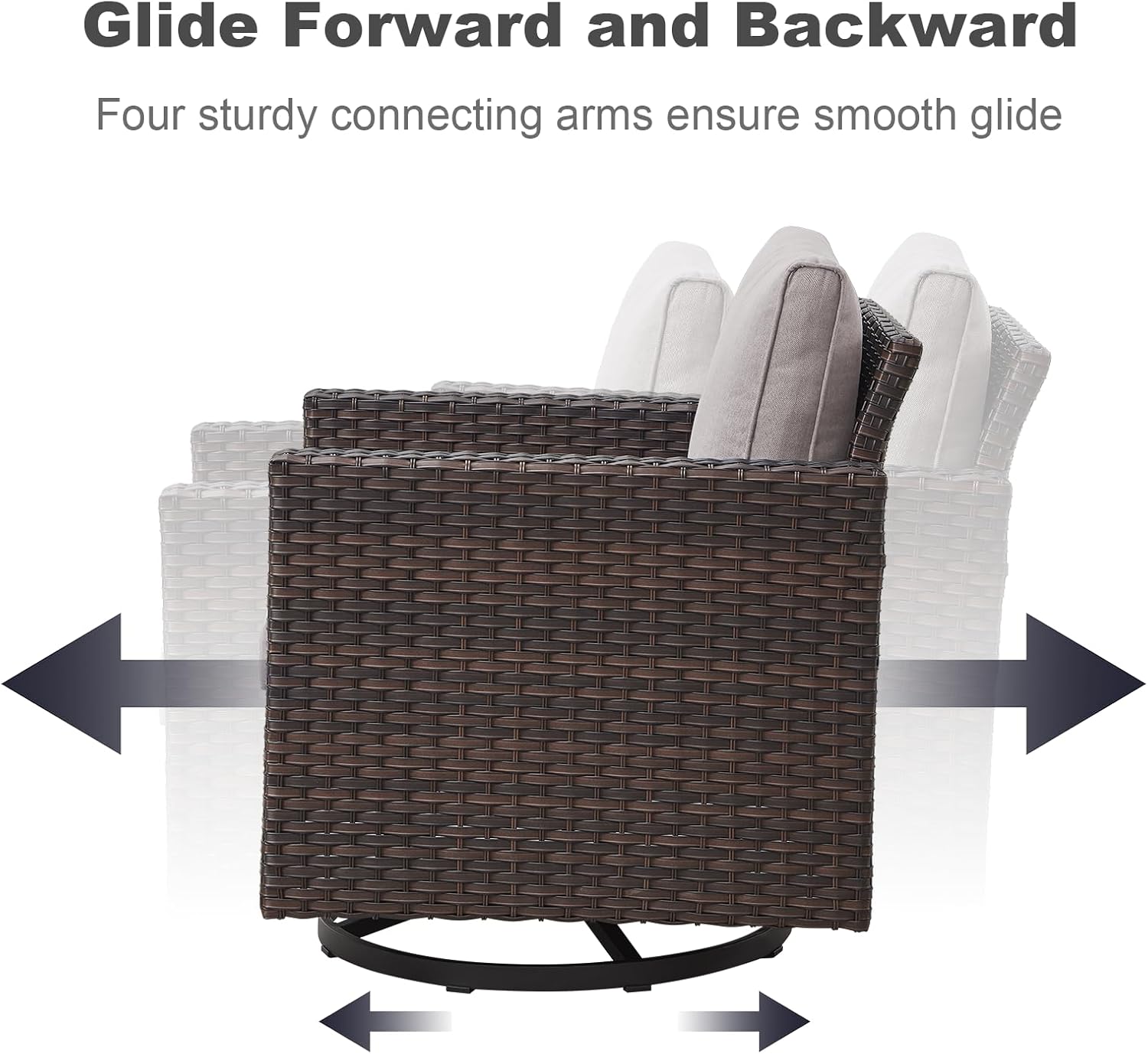Wicker Patio Furniture Set ：9 Piece Outdoor Patio Furniture Set with 2 Swivel Patio Chair 2 Single Chair a Coffee Table One Side Table 2 Ottoman and a Sofa, Brown / Beige