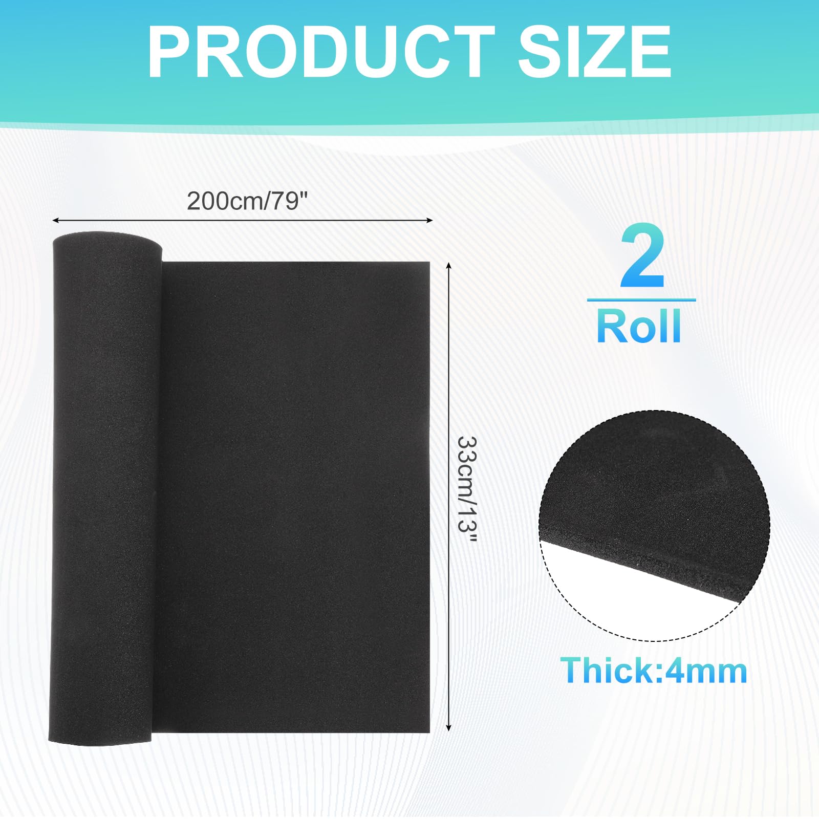 sourcing map 2 rotoli di fogli in schiuma EVA ad alta densità, 200,7 x 33 x 0,4 cm, per cosplay, progetti fai da te, artigianato, mobili, protezione isolante, agenti atmosferici
