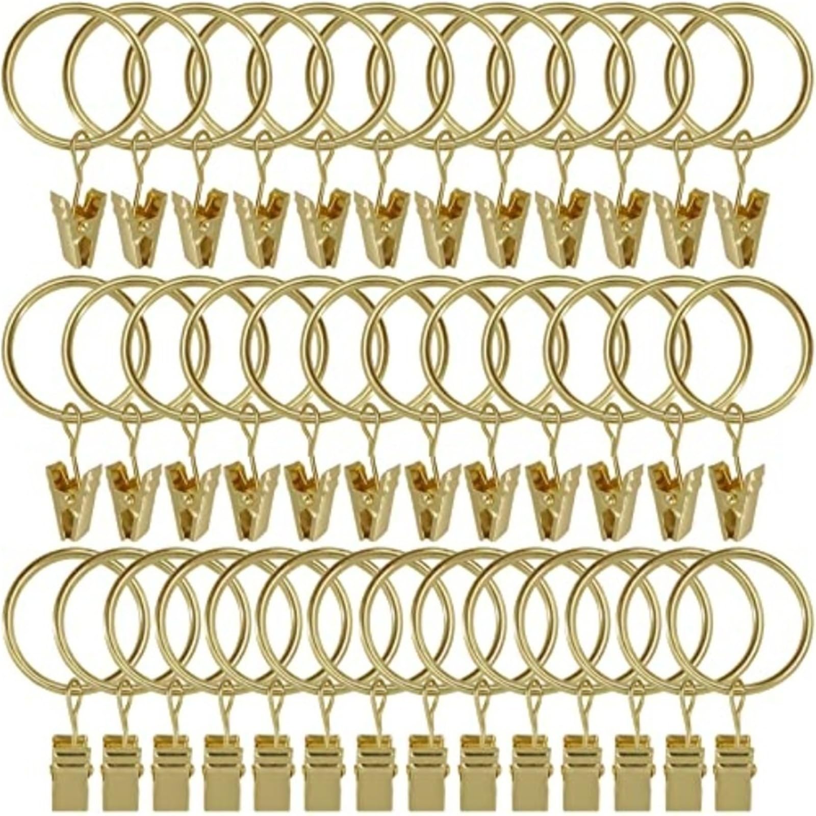 Shower Curtain Rings 40 Pack Curtain Rings with Clips, Hooks Hangers Clip for Hanging Drapes Bows Hat, Drapery 1.26 in ID