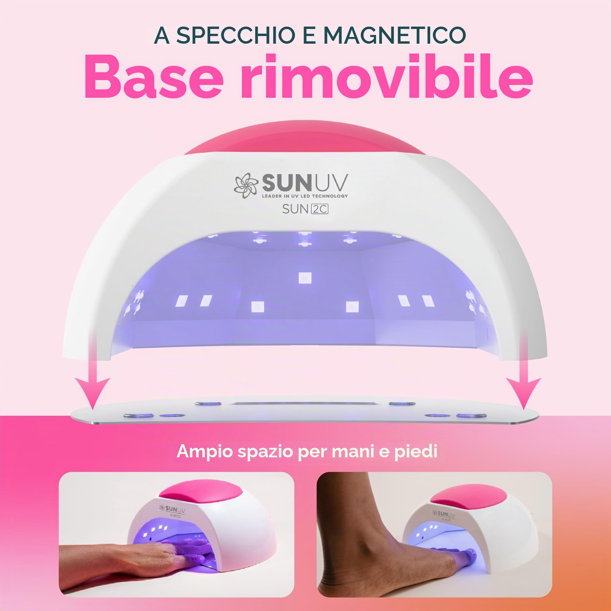 SUNUV Asciuga unghie UV LED, lampada per unghie, 10s/30s/60s/90s, timer a infrarossi, display LCD, base rimovibile, perfetto per manicure e studio delle unghie, regalo per donne