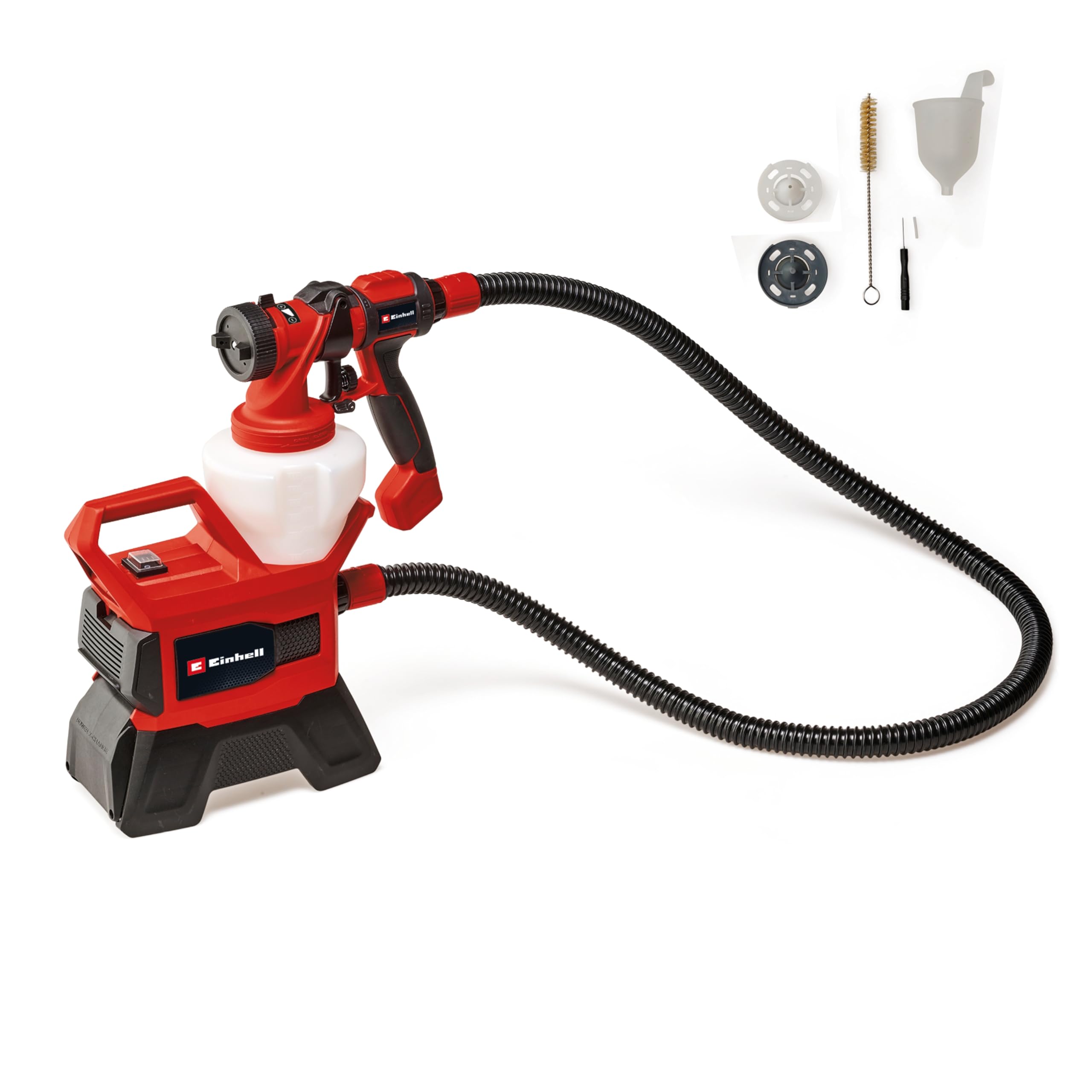 Einhell Pulvérisateur de peinture sans fil TE-SY 18/90 Li-Solo Power X-Change (18V, débit 1 000 ml/min, réservoir 1 200 ml, débit d’air/quantité de peinture réglables, avec accessoires, sans batterie)