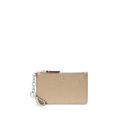 Lauren Ralph Lauren Crosshatch Leather Zip Card Case Women