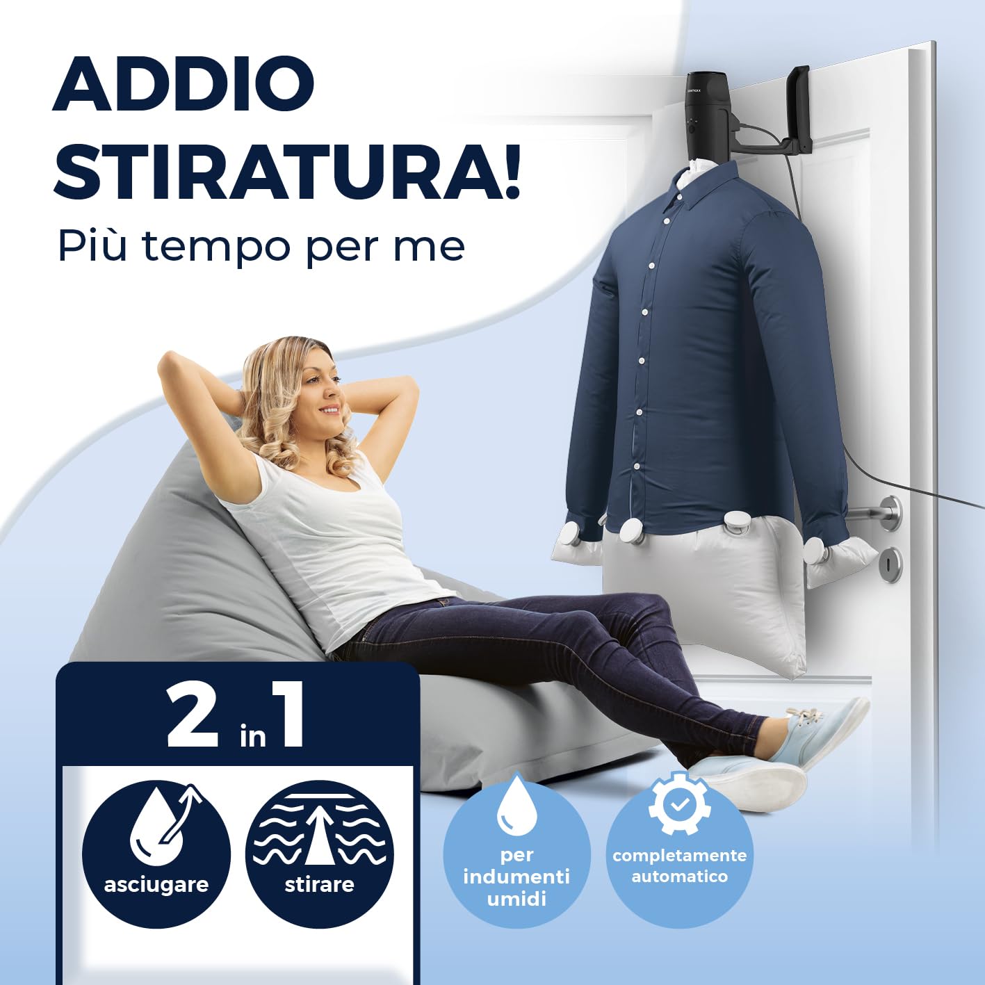 CLEANmaxx Stiratura automatica delle camicie PRO | Sostituisce il ferro da stiro, l'asse da stiro e la vaporiera | Dispositivo di stiratura per camicie, camicette e T-shirt | Innovativo ed efficiente