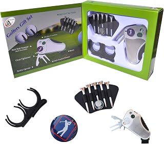 Golfer's Best Golf Gift Set: Tool - Stroke Counter, Divot Tool Repair, Brush, Ball Marker, Cleat Tightener, Club Groove Cleaner Belt Tee Holder Tees Belt Ball Holder - Gift Idea for Men Women