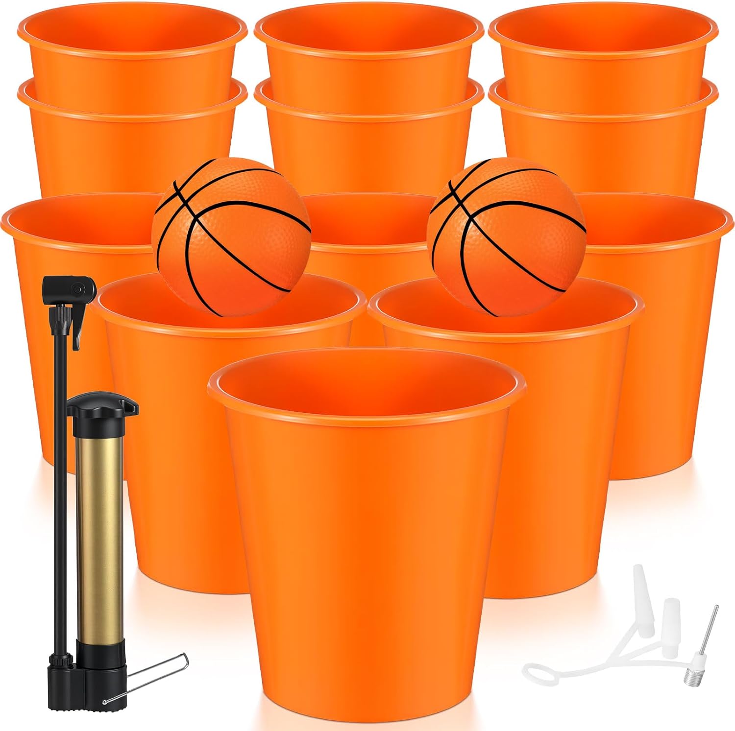Vinsot Giant Yard Basketball Game with 12 Buckets, 2 Balls, 1 Air Pump, 1 Air Needle Yard Outdoor Throwing Games for Lawn Beach Backyard Parties Camping