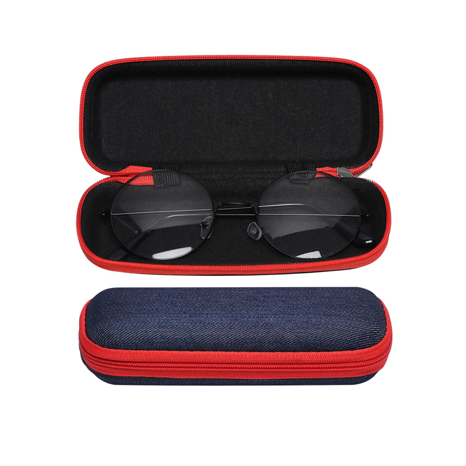 1 szt. przenośne etui na okulary pokrowiec na okulary przeciwsłoneczne twarde etui dla kobiet mężczyzn pudełko na okulary ze smyczą zamek błyskawiczny etui ochronne pudełka
