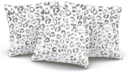 Miniatura 3 de Fanaing Funda de almohada con estampado de leopardo gris, color negro, acuarela, pintura a mano, para el hogar, sofá, decorativo, 26 x 26 pulgadas,