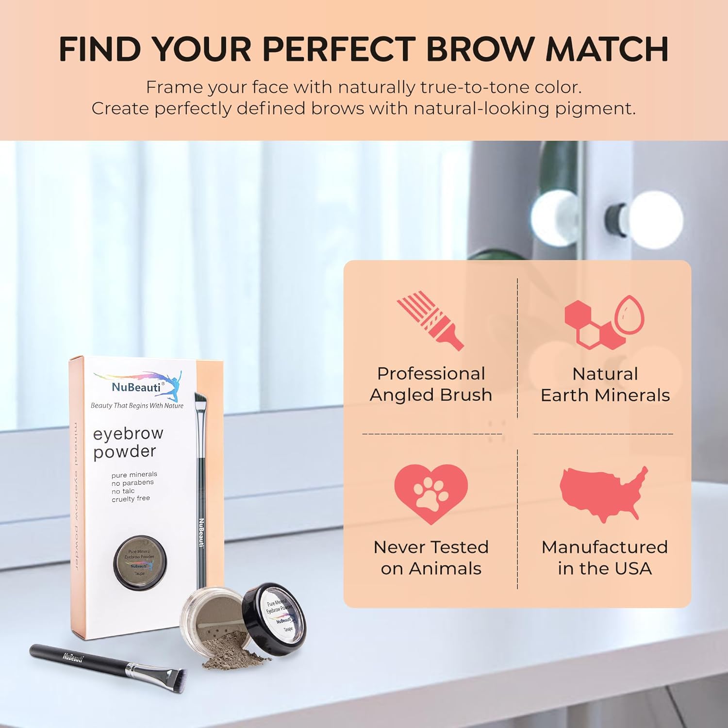 Natural Eyebrow Powder Kit Mica Brow Powder Makeup Kit with Professional Angled Brush 10 Natural Shades No Parabens or Chemicals Eyebrow Shaper Kit