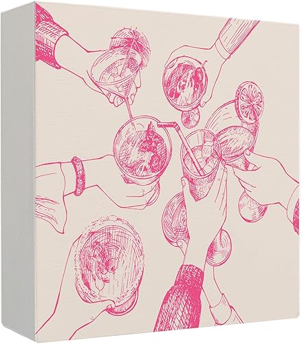 Letreros de madera de bar, letreros de bar para decoración de bares del hogar, decoración de carrito de bar, letreros de madera rosa de moda para