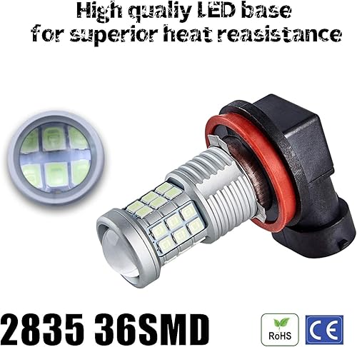 Miniatura 6 de KISLED Super Bright 3000lm H8 H11 LED Fog Lights Bulbs DRL High Power 3030 Chips with Projector Lens Replacement for Cars Trucks Ice Blue