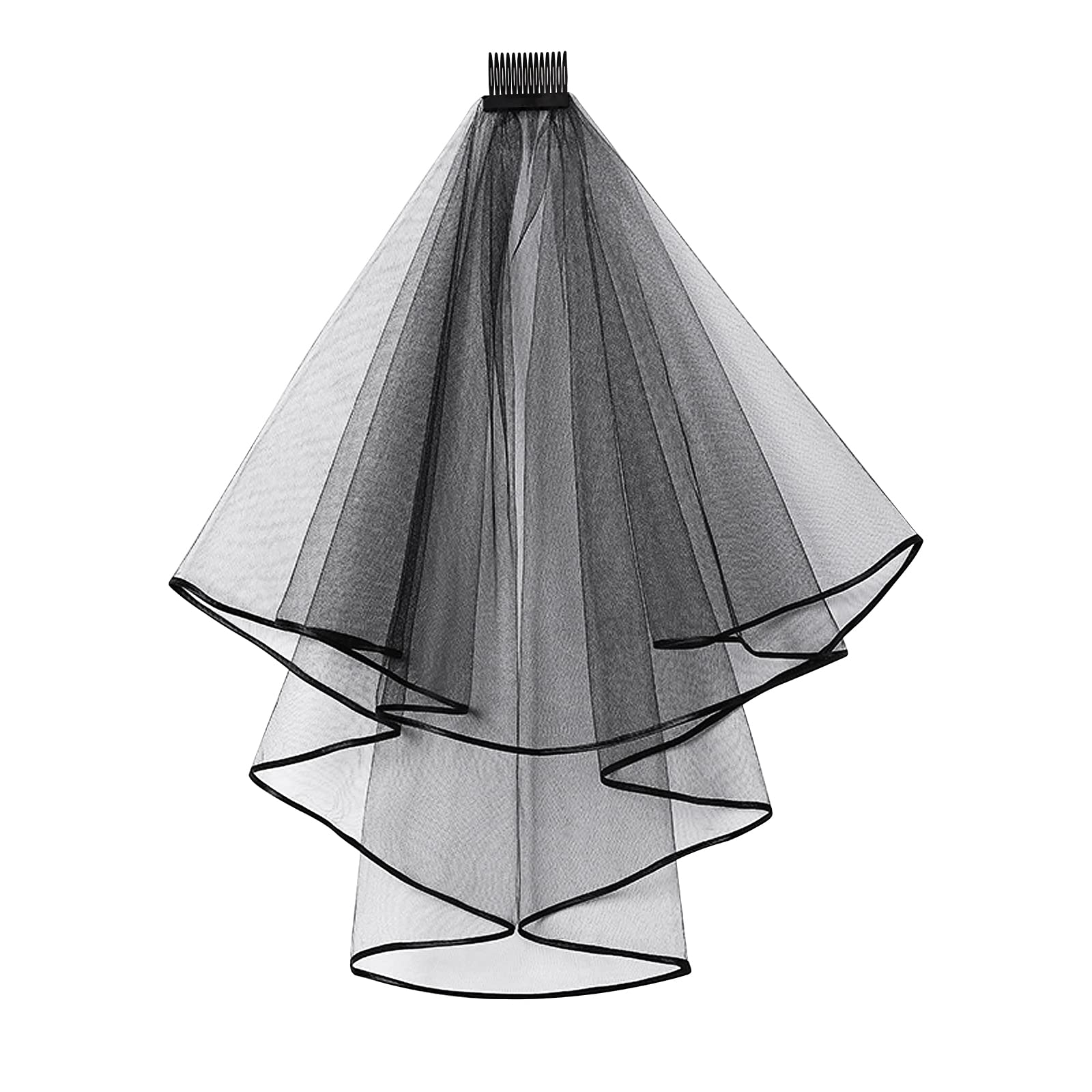 Colexy Velo de Novia, Tul Velos Cortos de 80 cm, Velo de Raso Doble, Velos de Fiesta con Peine, Accesorios de Boda, Velo Novia Despedida Vintage para Boda Despedida de Soltera y Actuaciones