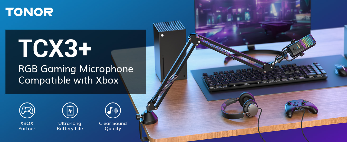 Micro Gaming Sans Fil TCX3 Flow - Compatible Xbox, PS, PC - RGB, Réduction De Bruit, 15h Autonomie