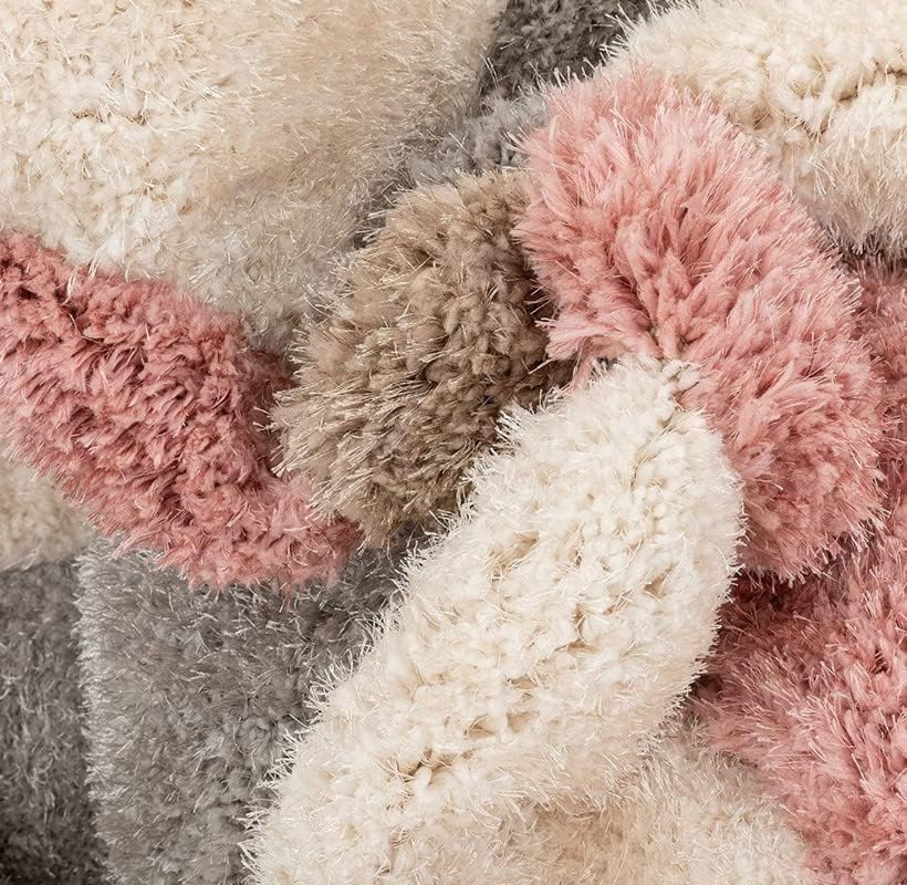 Image of Shaggy Carpet for Home 12 x 16 Feet Ultra-Soft, Thick, and Stylish Shag Texture Ideal for Living Room, Bedroom, or Office - Easy to Clean and Perfect (Ivory Grey Pink Zmq)