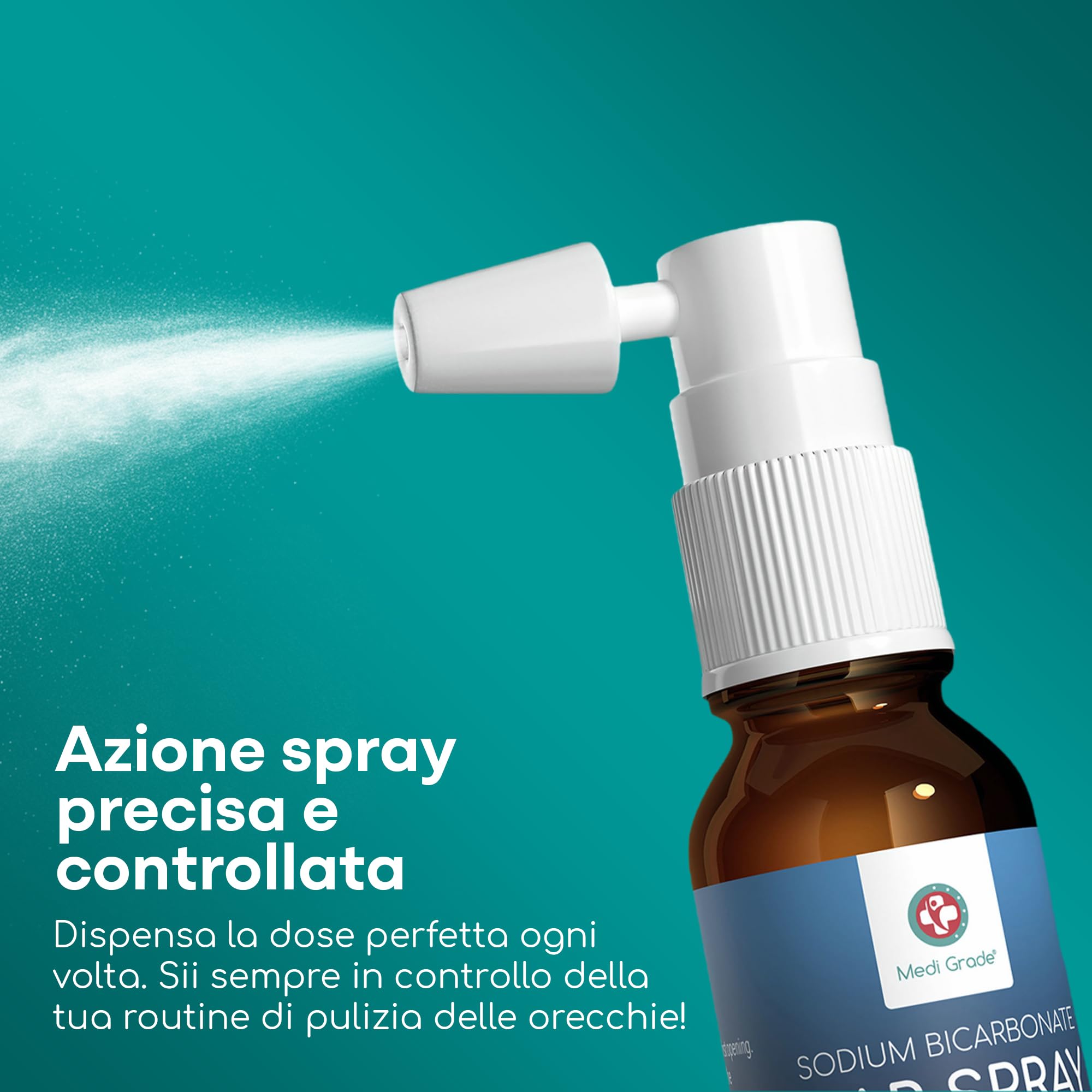 Medi Grade Spray Auricolare per Rimozione del Cerume – Pulizia Orecchie con Bicarbonato di Sodio Naturale per Orecchie Bloccate – 20ml con oltre 50 Spruzzi per Applicazione Facile e Cura Delicata