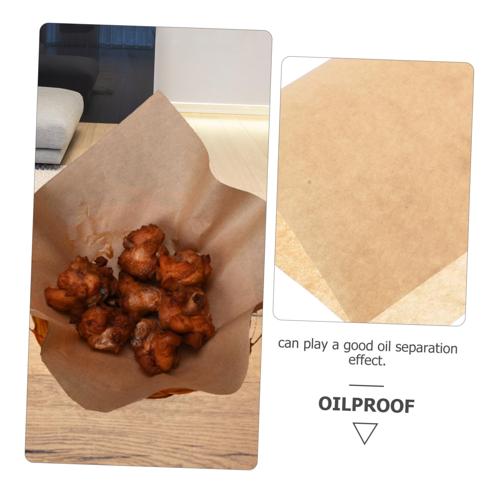 Carta da Forno Antiaderente 20x20 Cm in Carta Alimentare Resistente al Calore per Fritture e Snack, Assorbente Olio Cucina per Feste e Ristorazione, Confezione da 500 Fogli