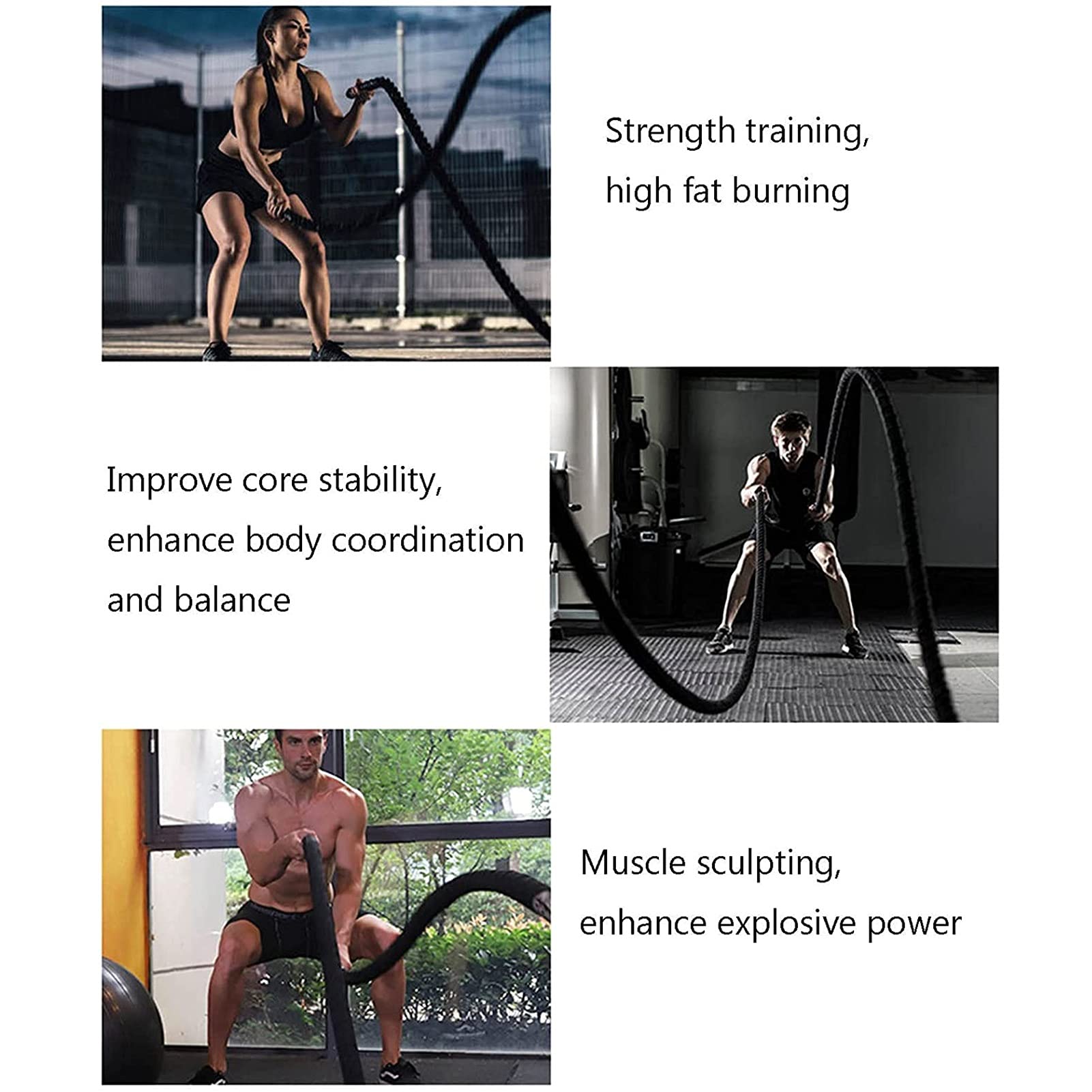 Full Body Workout Rope For Exercise - 30ft/40ft/50ft Length, Full-Body ...