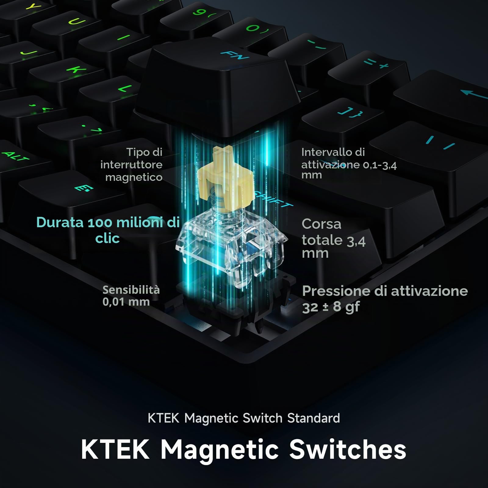 MCHOSE ACE60 HE Tastiera 8000Hz Rapid Trigger, Precisione RT da 0,01 mm, Tastiera Gamer cablata 60% con Interruttore Magnetico, Azionamento Regolabile, SOCD e Snap Key, Nero