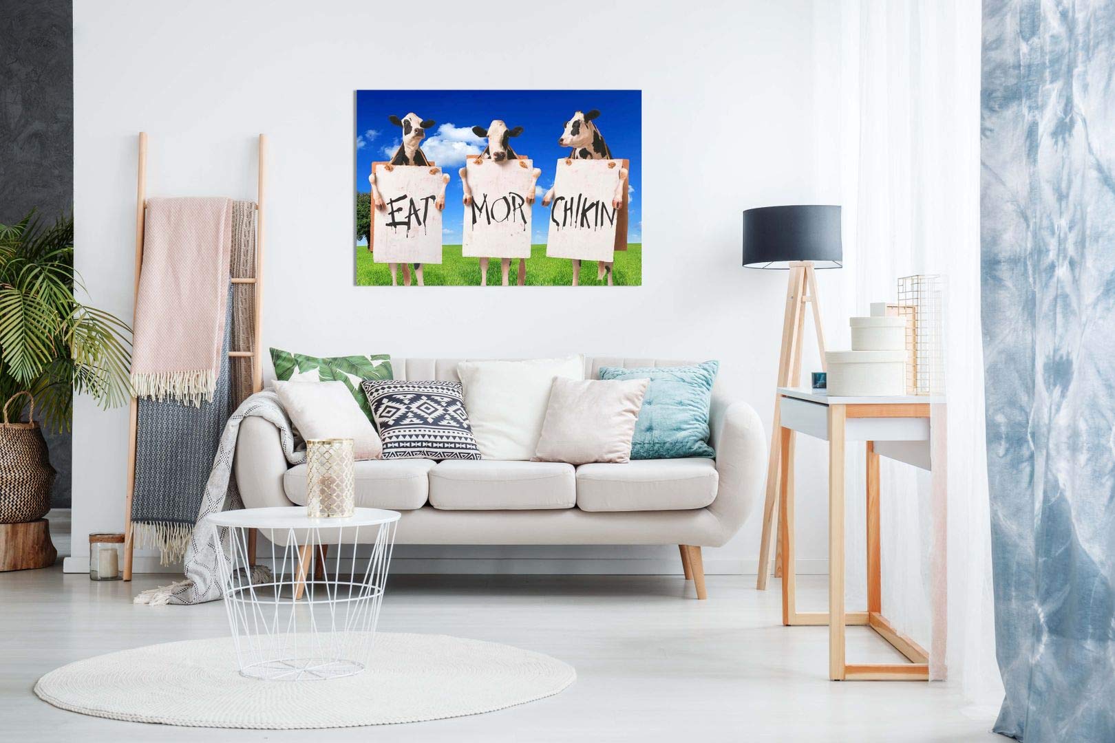 Leinwanddruck „Cows Eat More Chicken“ – 76 X 51 Cm, Fertig Zum Aufhängen