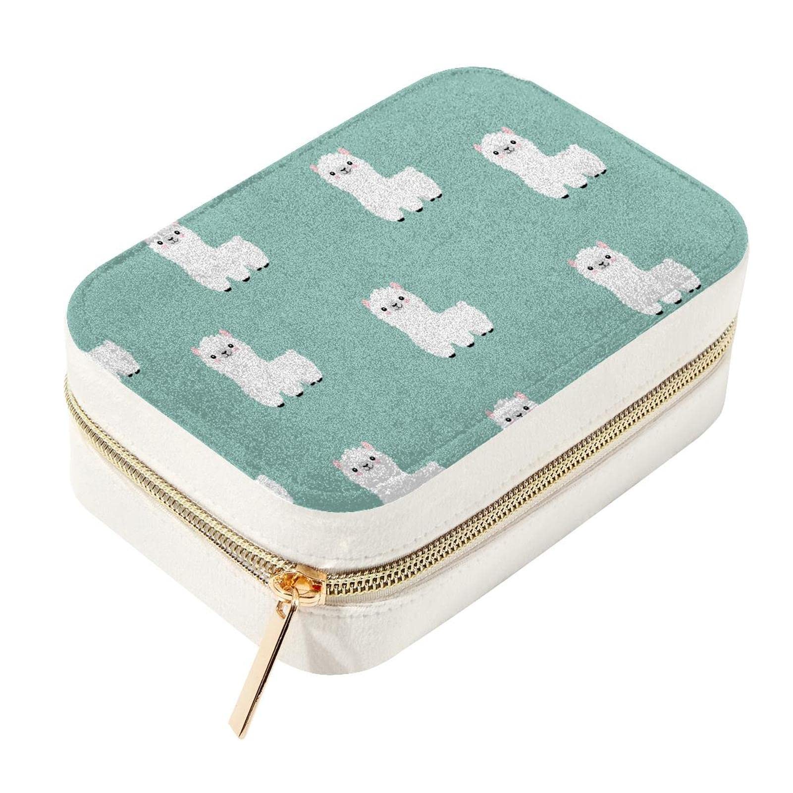 Boîte à bijoux alpaga double couche petit organiseur voyage pour filles
