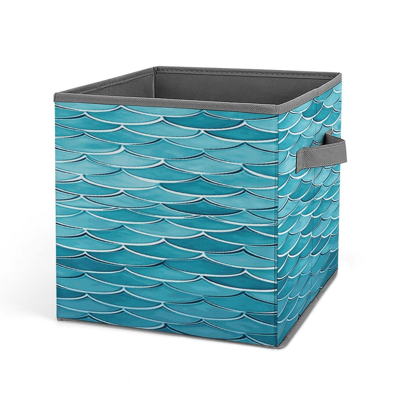 Fekiloot Style Blue Waves Squama Mermaid Scale Storage Bins Storage Baskets